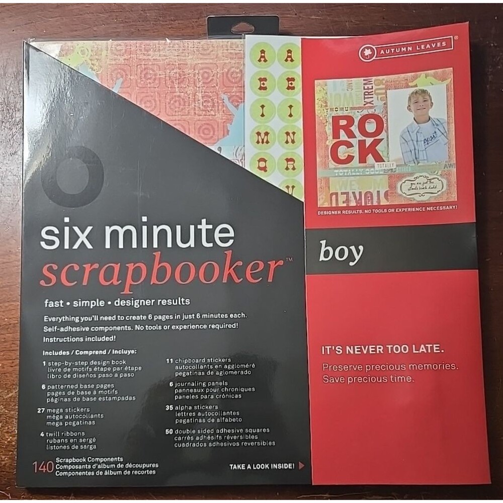 6 Six Minute Scrapbooker Boy Kit 140 Components Autumn Leaves Creativity Inc NEW